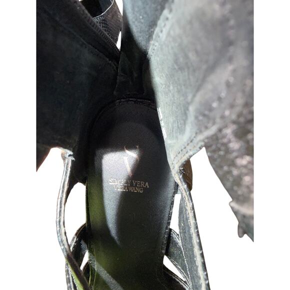 Simply Vera Vera Wang Black Strappy Gladiator High Heel Snake Skin Texture 10 - Picture 8 of 11